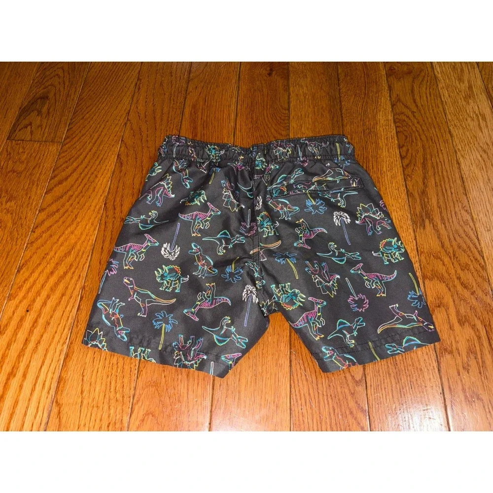Cat‎ & Jack Boys Neon Dinosaur Swim Trunks Gray Size S 6/7 Board Shorts